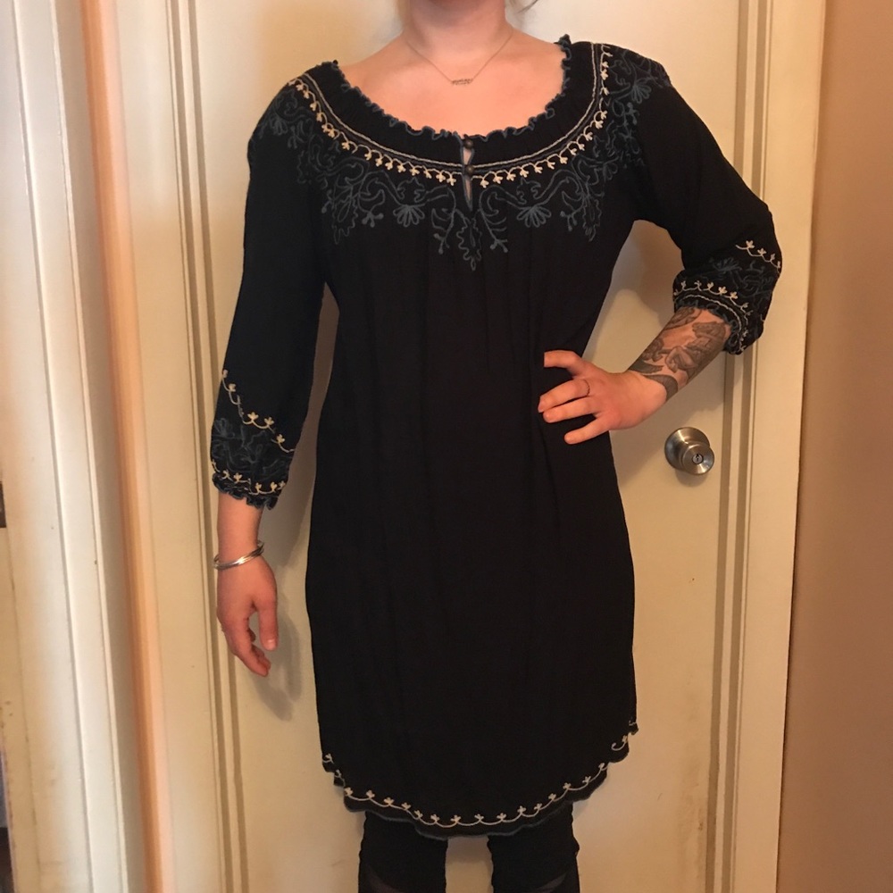 Dark blue/black lucky brand embroidered dress